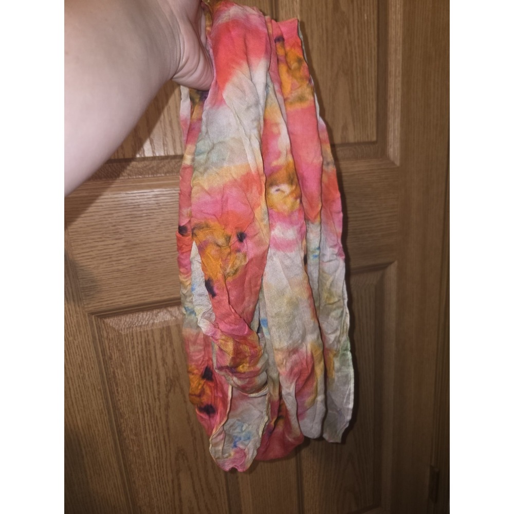 NWT Anthropologie Scarf Pink Rose Orange Watercolor Floral Infinity Viscose New